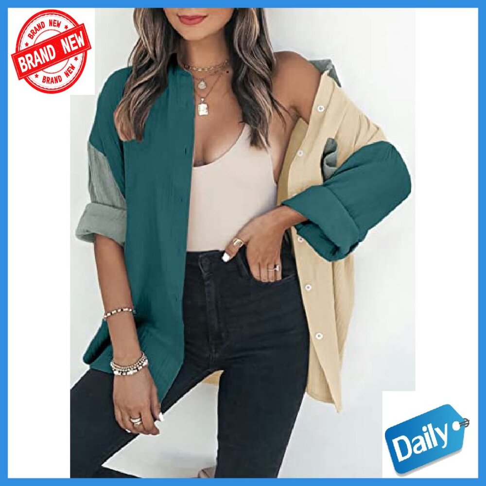 Long Sleeve Button Down Blouse Plus Size Lightwei… - image 4